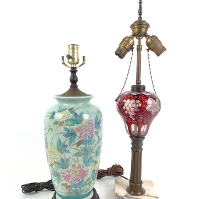 Sale Photo Thumbnail #340: Vintage Bohemian Table Lamp & Chinoiserie Porcelain Lamp