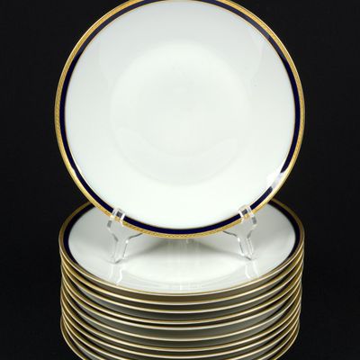 Sale Photo Thumbnail #57: 12 Rosenthal Eminence Cobalt Blue Dinner Plates