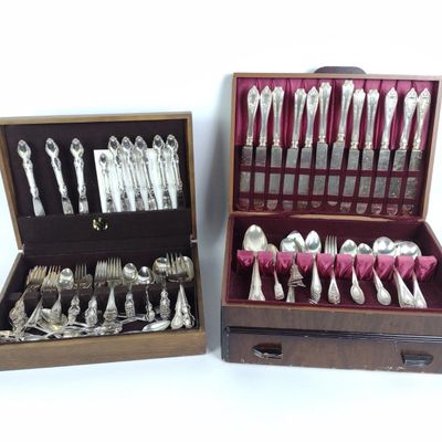 Sale Photo Thumbnail #65: 2 Cased Silverplate Flatware Services