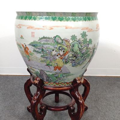Sale Photo Thumbnail #215: Large Chinese Fish Bowl on Stand