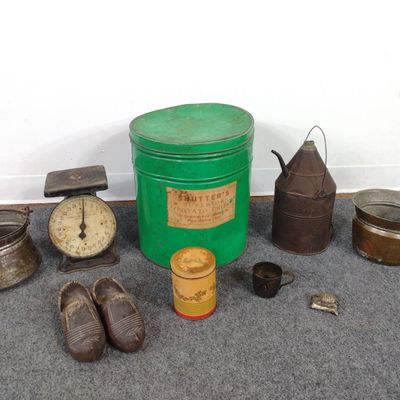 Sale Photo Thumbnail #431: Antique Copper Pots, Scale & Oil Can