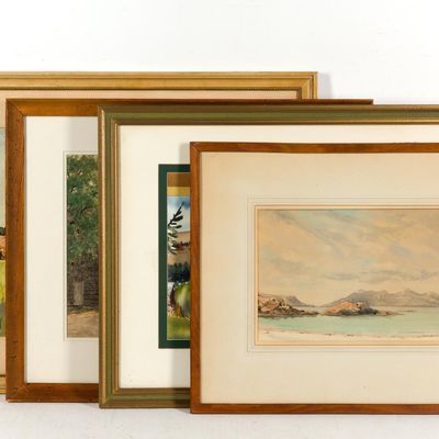 Sale Photo Thumbnail #362: 4 Framed Landscape Paintings and Watercolors