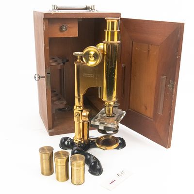 Sale Photo Thumbnail #141: Antique Bausch & Lomb Brass Microscope