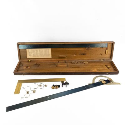 Sale Photo Thumbnail #76: Antique Wooden Cased Trigonometer Drafting Tool