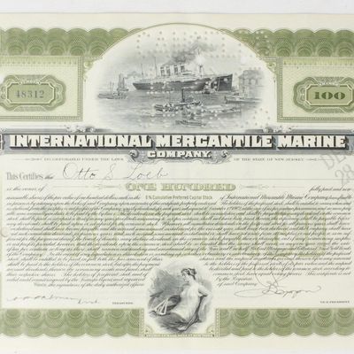 Sale Photo Thumbnail #400: International Mercantile Marine Stock Certificate