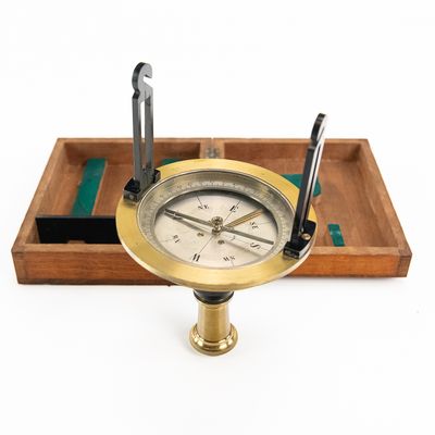 Sale Photo Thumbnail #2: Vintage French Brass Surveyor Compass Set