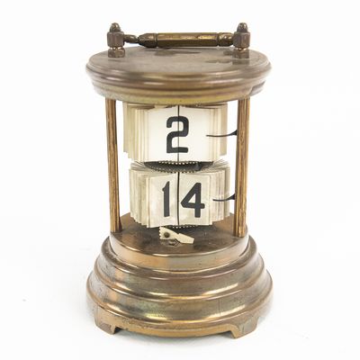 Sale Photo Thumbnail #338: Antique Brass Plato Flip Clock c. 1903