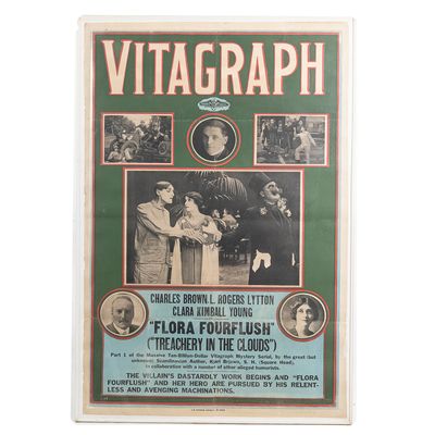 Sale Photo Thumbnail #430: 1915 Vitagraph Flora Fourflush One Sheet Poster