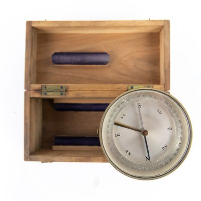 Sale Photo Thumbnail #72: Antique Brass Prismatic Surveyor's Compass W/Case