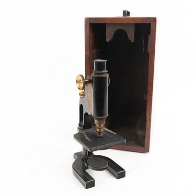 Sale Photo Thumbnail #113: Antique Spencer Brass Microscope w/ Case
