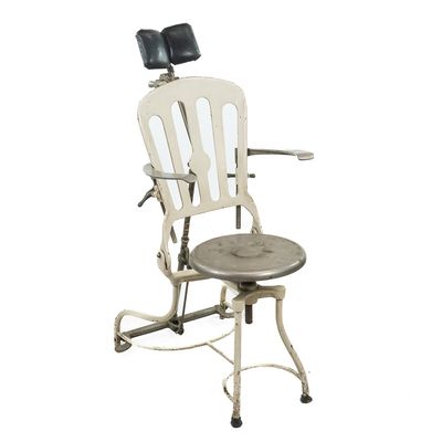 Sale Photo Thumbnail #160: Antique Cast Iron Dental Exam Chair