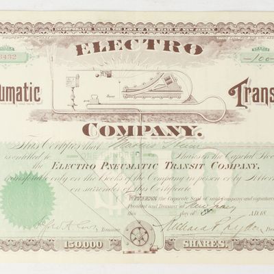 Sale Photo Thumbnail #397: 1900 Electro Pneumatic Transit Co Stock Cert