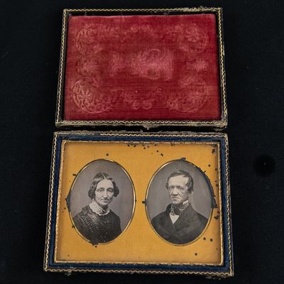 Sale Photo Thumbnail #175: 2 - 1/9 Plate Daguerreotypes in 1/4 Plate Case