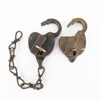 Sale Photo Thumbnail #361: Pair Brass Railroad Switch Locks w/Keys