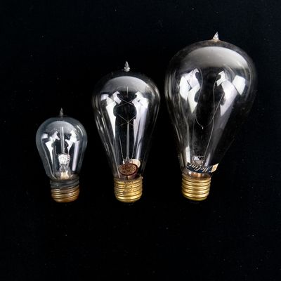Sale Photo Thumbnail #287: 3 Antique Edison Filament Light Bulbs