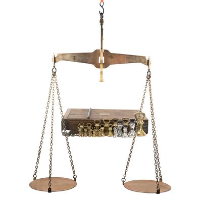 Sale Photo Thumbnail #364: Antique W & T Avery Brass Scale & 23 Weights