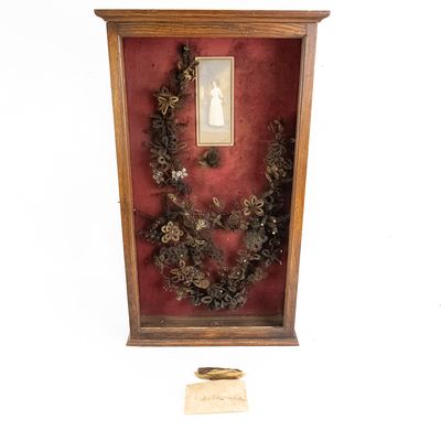 Sale Photo Thumbnail #249: Victorian Hair Wreath Shadow Box Memento