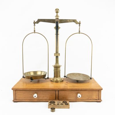 Sale Photo Thumbnail #365: Vintage Brass Apothecary Balance Scale