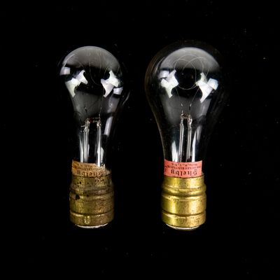 Sale Photo Thumbnail #288: Pair Antique Shelby Carbon Light Bulbs