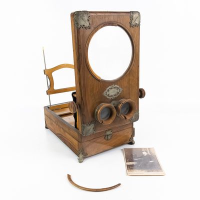 Sale Photo Thumbnail #227: Victorian Folding Table Stereoscope & Card