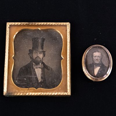 Sale Photo Thumbnail #179: 2 Daguerreotypes 1/6 Plate & Brooch