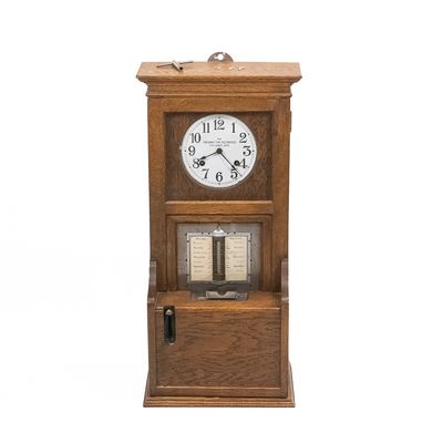 Sale Photo Thumbnail #392: Oak Cincinnati Time Recorder Time Clock
