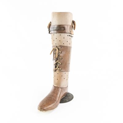 Sale Photo Thumbnail #110: Antique Leather & Wood Prosthetic Leg W/Stand