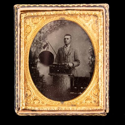 Sale Photo Thumbnail #168: Tintype Of An Edison Class M Phonograph