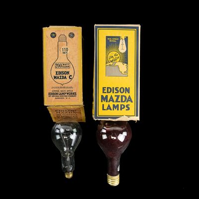 Sale Photo Thumbnail #298: Pair Edison Mazda 300W & 200W Bulbs