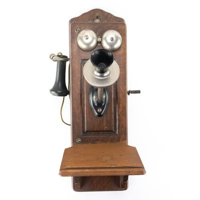 Sale Photo Thumbnail #318: Dean Electric Oak Wall Telephone