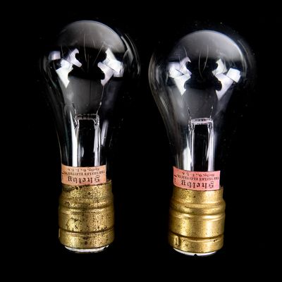 Sale Photo Thumbnail #284: Pair Antique Shelby Carbon Light Bulbs
