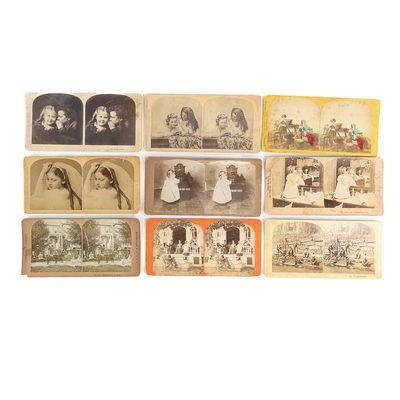 Sale Photo Thumbnail #239: 9 Stereo View Cards of Children