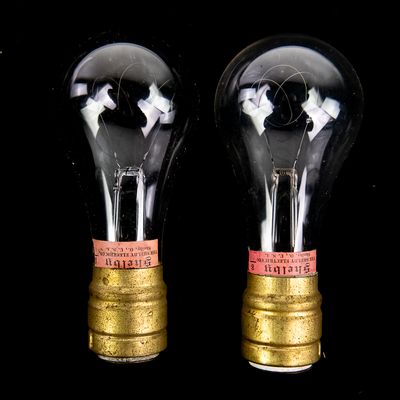 Sale Photo Thumbnail #283: Pair Antique Shelby Carbon Light Bulbs