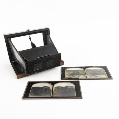 Sale Photo Thumbnail #224: Antique Folding Stereo Viewer w/ Glass Slides (2)