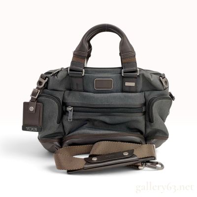 Sale Photo Thumbnail #580: TUMI Alpha Bravo Brooks Slim Gray Leather-Trimmed Canvas Briefcase 16-Inch