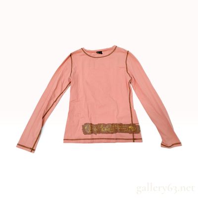 Sale Photo Thumbnail #272: Vintage Jean Paul Gaultier Femme Salmon Pink Graphic Cotton Long Sleeve Top Size 40