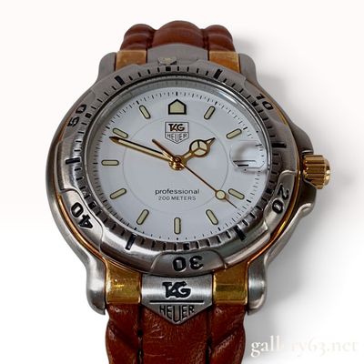 Sale Photo Thumbnail #465: Vintage TAG Heuer 18K Gold and Stainless Steel 6000 Series WH1251-K0 Professional Wristwatch 36mm