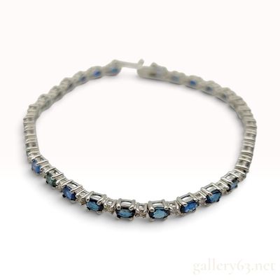 Sale Photo Thumbnail #282: 18KWG 9.50ct Sapphire and 0.50ctw Natural Diamond Tennis Bracelet