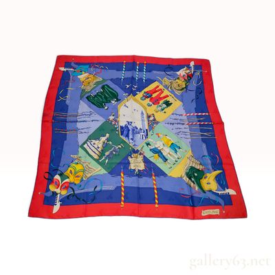 Sale Photo Thumbnail #129: Vintage Hermes Le Carnaval de Venise Silk Jacquard Carre 90