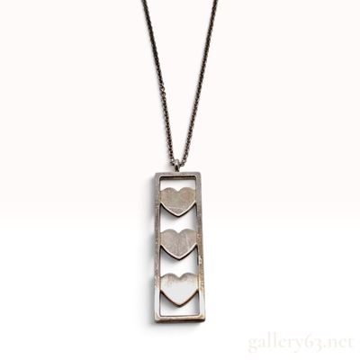 Sale Photo Thumbnail #138: Tiffany & Co. Triple Heart Bar Sterling Silver Pendant Necklace
