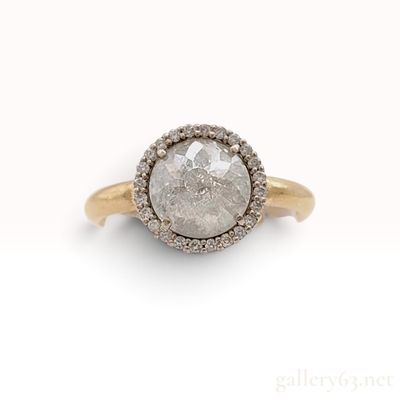 Sale Photo Thumbnail #131: 18KYG Rose Cut Diamond Halo Ring