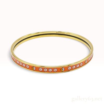 Sale Photo Thumbnail #271: Hermes Orange Enamel and Gold Plated Bangle