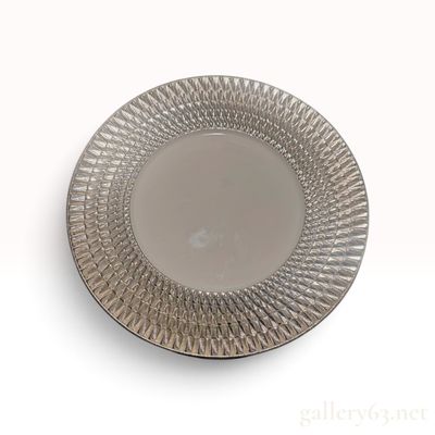 Sale Photo Thumbnail #303: Bernardaud Limoges "Twist Platinum" Salad Plate 8.5" -- New, Platinum Banded Porcelain