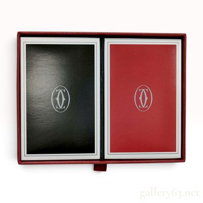 Sale Photo Thumbnail #432: Cartier Red and Black Playing Card Double Set with Box