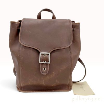 Sale Photo Thumbnail #438: Vintage Coach Style 9064 Brown Glove Tanned Leather Flap Backpack with Hangtag