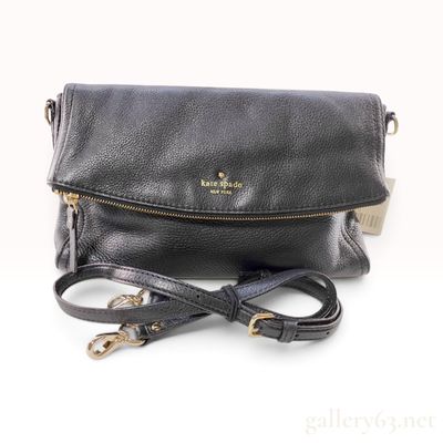 Sale Photo Thumbnail #60: Kate Spade New York Cobble Hill Black Pebbled Leather Foldover Crossbody Bag