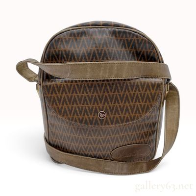 Sale Photo Thumbnail #456: Vintage Mario Valentino Monogram Brown Coated Canvas Crossbody Bag