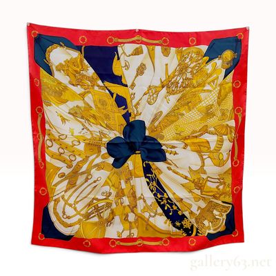 Sale Photo Thumbnail #208: Vintage Hermes Soleil de Soie (Sun of Silk) Red Silk Carre 90