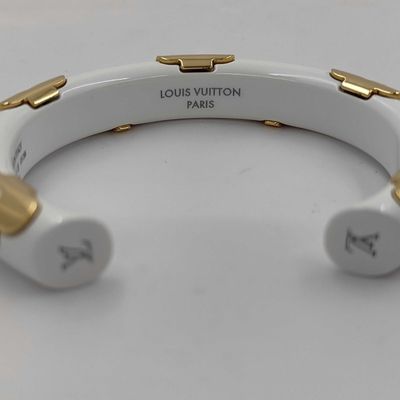 Sale Photo Thumbnail #510: Louis Vuitton Jonc Daily White Resin and Gold-Toned Cuff Bracelet Small