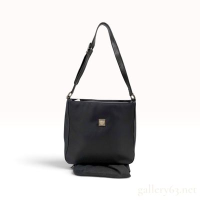 Sale Photo Thumbnail #564: Versace Medusa Plaque Black Nylon Shoulder Bag with Dust Bag